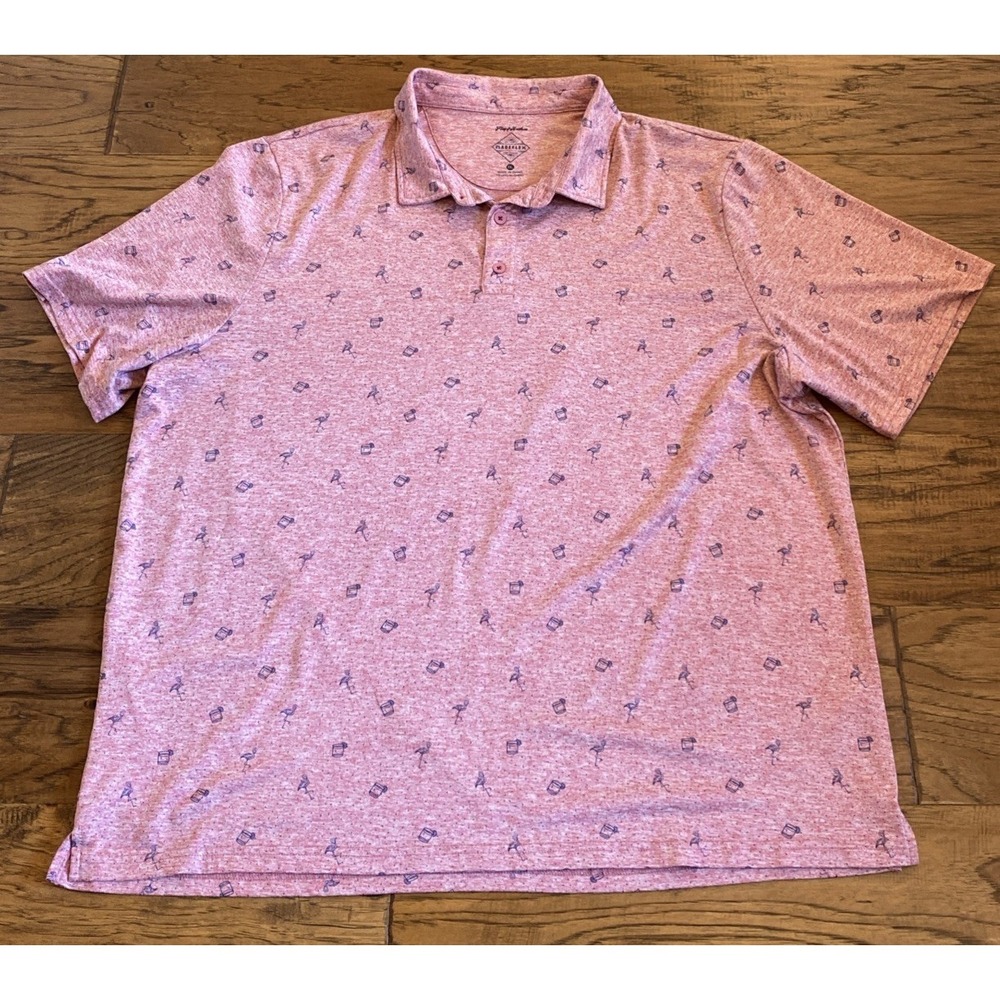 Flag & Anthem Madeflex Polo Shirt Mens XXL Pink Golf Flamingo Cocktails Preppy